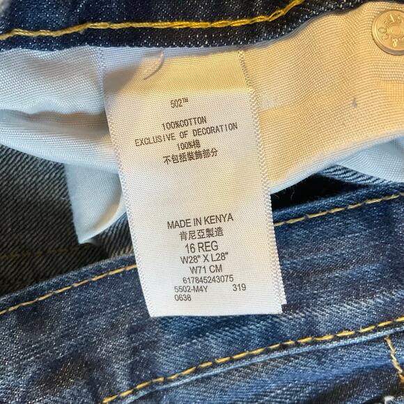 Levi’s 502 Regular Taper Boy Jeans size 16 R W28xL28 Blue Mid Rise Straight Leg - Picture 9 of 12
